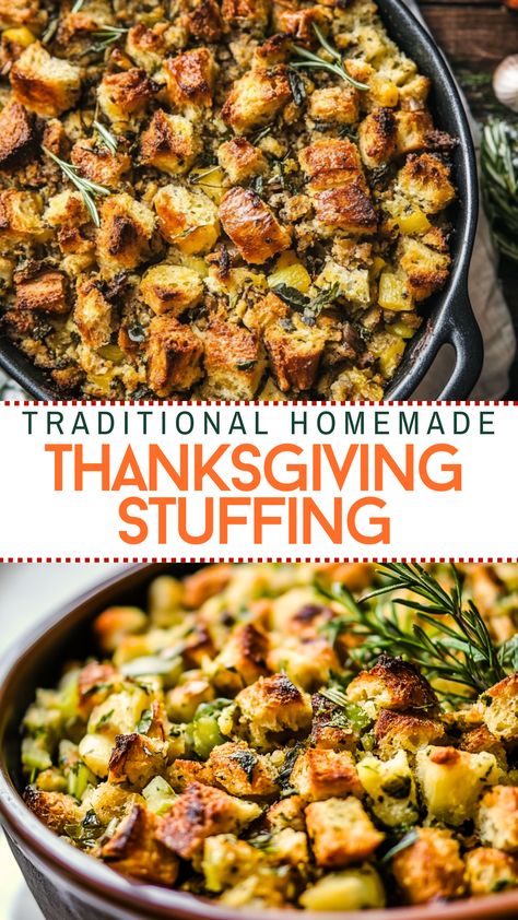 Thanksgiving Recipes: Traditional Homemade Thanksgiving Stuffing Thanksgiving Side Dishes Stuffing, Easy Homemade Stuffing Thanksgiving, Rosemary Stuffing Thanksgiving, Thanksgiving Turkey Stuffing Recipes, Traditional Stuffing For Turkey, Herb Seasoned Stuffing, Italian Stuffing For Thanksgiving, Gizzard Stuffing Recipe, Moist Thanksgiving Stuffing