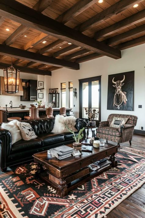 Western Interior Design, Western Living Room Decor, Western Living Room, Western Interior, Western Gothic, Pinterest Predicts, Ranch House Decor, Gothic Interior, Western Rooms