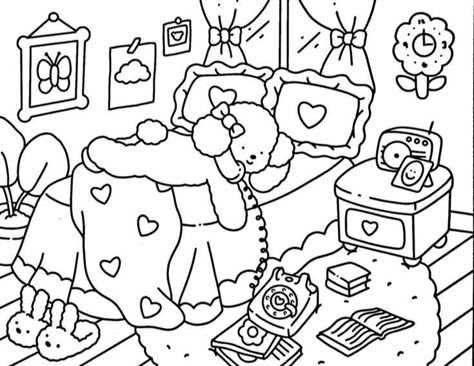 Aesthetic Colouring Pages Printable, Coco Wyo Coloring, Bobbie Goods Coloring, Coco Wyo, Stitch Coloring Pages, Hello Kitty Colouring Pages, Bobbie Goods, Bear Coloring Pages, Hello Kitty Coloring