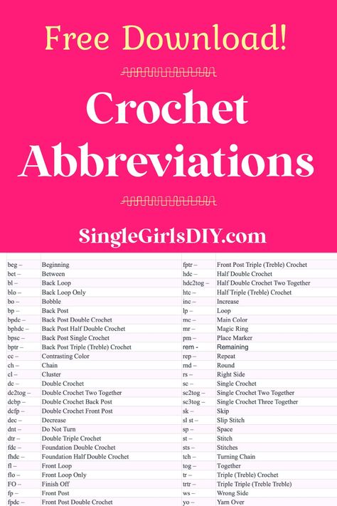 Free printable list of crochet abbreviations. Download the guide to use with your crochet patterns and projects. Printable Crochet Patterns Free, Free Crochet Patterns To Print, Free Printable Crochet Patterns, Crochet Project Planner, Printable Crochet Patterns, Make Life Fun, 2023 Crochet, Reading For Beginners, Back Post Double Crochet