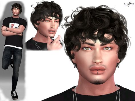 The Sims Resource - Greylen Moon Men Perm, Sims 4 Curly Hair, Sims 4 Hair Male, Hair Male, Pelo Sims, Free Sims 4, Goth Hair, Wavy Hair Men, Male Clothes