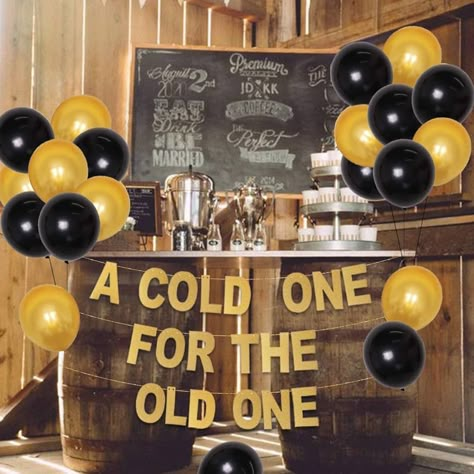 Amazon.com: A Cold One for The Old One Party Decorations Banner, Beer Black Gold Balloons for Men Aged to Perfection Cheers and Beers to 40 Years 50th 60th Birthday Becorations : Toys & Games 60th Birthday Decorations For Men, 50th Birthday Husband, 50th Birthday Party Men, Balloons For Men, Masculine Birthday Party, 60th Birthday Party Themes, 60th Birthday Ideas For Dad, Birthday Decorations Balloons, Cheers And Beers To 40 Years