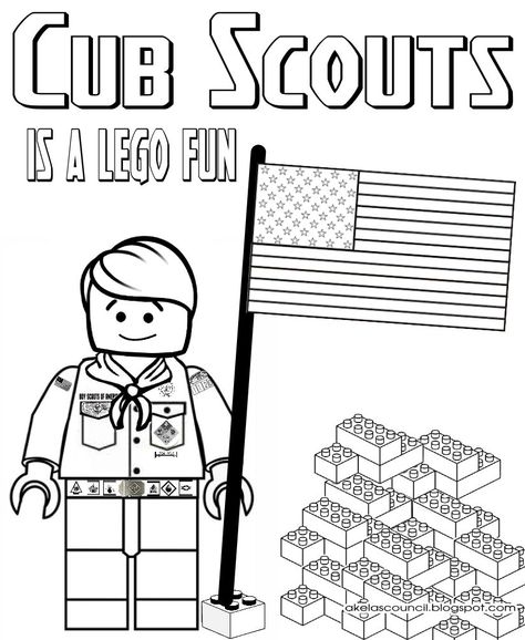 Lego * Cub Scout Coloring Page - Great for the Blue & Gold Banquet or a Regular Pack Meeting - Free Printable Clipart - Pre-Opener Cub Scout Coloring Pages, Scout Coloring Pages, Cub Scout Law, Cub Scout Skits, Cub Scout Popcorn, Cub Scout Games, Cub Scouts Wolf, Cub Scouts Bear, Tiger Scouts