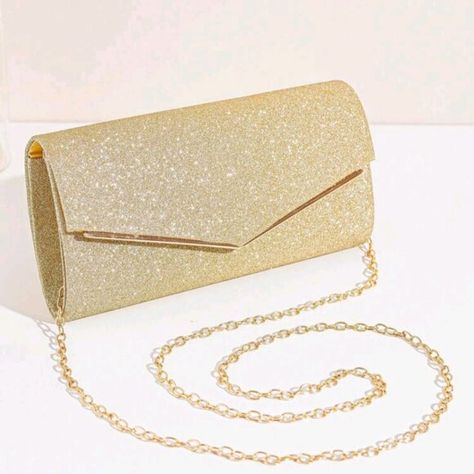 Women's Detachable Chain Clutch Bag, Excellent for Parties, Shiny, New Condition Prom Bag, Unique Clutch, Beaded Clutch Purse, Large Clutch, Gold Clutch, Gold Bag, Gala Dinner, Ladies Clutch, Beaded Clutch