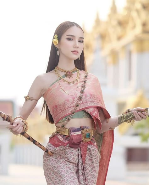 Thai Inspired Outfits, Lao Dress, Yoshi Rinrada, Thailand Outfits, Thai Traditional Clothing, Asia Aesthetic, Thai Dresses, Thailand Outfit, Thailand Traditional