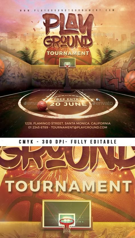 Basketball Playground Tournament Flyer - Sports Events Basketball Tournament Poster, Basketball Playground, Basketball Flyer, Urban Playground, Street Basketball, Basketball Videos, Online Organization, Basketball Tournament, Go Pro