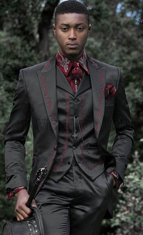 Cool Suit Designs Men, Goth Mens Suit, Gothic Wedding Men, Gothic Tuxedo Wedding, Goth Wedding Suits Men, Emo Suits Men, Gothic Groom Suit, Dark Wedding Suit, Goth Groom Attire