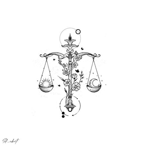 Libra Scale Tattoo, Balance Tattoo, Libra Art, Horoscope Tattoos, Libra Tattoo, Scale Tattoo, Muster Tattoos, Tattoos Geometric, Zodiac Tattoos