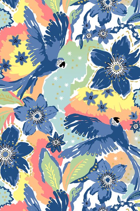 Tropical prtint on Behance Tropical Prints Pattern, Tropical Fabric Prints, Tropical Illustration, Fabric Print Design, Wallpaper Iphone Summer, Watercolor Fruit, Fabric Inspiration, Trendy Wallpaper, Design Textile