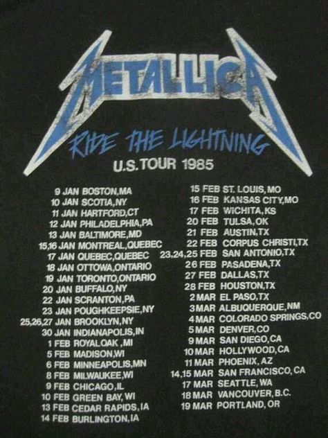 ~R.T.L. TOUR -- 1985~ Metallica Tour, Metallica Vintage, Metallica Concert, Electric Chair, Metallica Shirt, Cliff Burton, Painting Board, Wall Pics, Metallica T Shirt