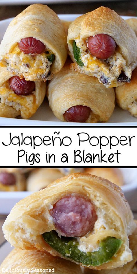 Popper Pigs In A Blanket, Football Food Ideas, Football Snacks, Jalapeno Popper, Delicious Appetizer Recipes, Pigs In A Blanket, Football Food, Finger Food Appetizers, Easy Appetizer Recipes