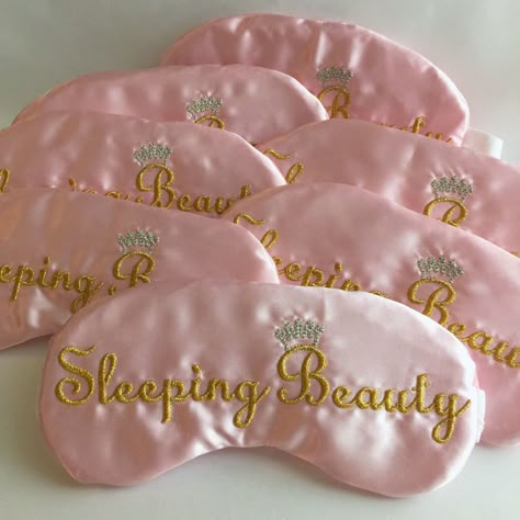 Sleeping Beauty Party Favors Slumber Party Sleep Eye Mask Princess Party by TheSleepyCottage on Etsy https://www.etsy.com/listing/231716857/sleeping-beauty-party-favors-slumber Aurora Sleeping Beauty Birthday Party Ideas, Sleeping Beauty Slumber Party, Quince Recuerdos Ideas Pink, Princess Slumber Party Ideas, Sleeping Beauty Xv Theme, Aurora Sleeping Beauty Party, Princess Pajama Party, Sleeping Beauty Party Favors, Sleeping Beauty Decor