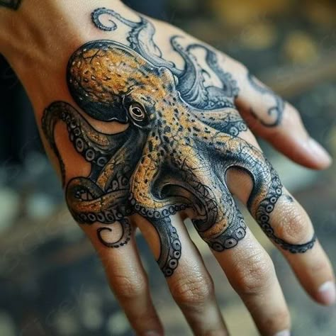 Palm Tattoo Ideas, Octopus Tattoo Sleeve, Sleeve Tattoos For Men, Kraken Tattoo, Kraken Art, Octopus Tattoo Design, Animal Tattoo Ideas, Octopus Tattoos, Octopus Tattoo