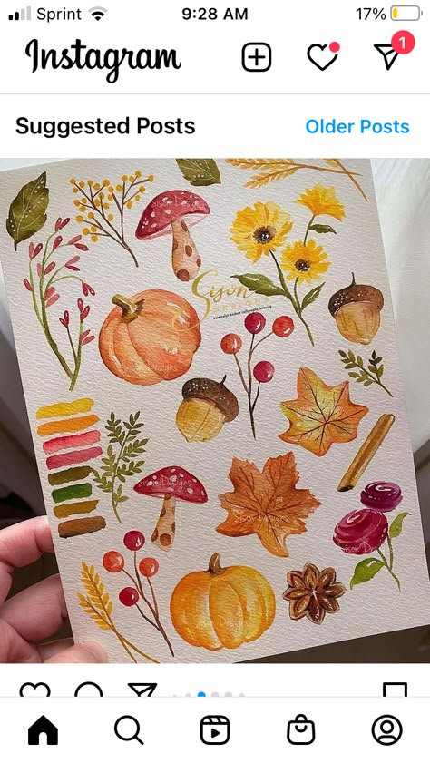 Waterpaint Ideas, Fall Drawings, Watercolor Blog, Learn Watercolor, Fall Things, Autumn Illustration, Watercolor Paintings For Beginners, Diy Watercolor Painting, Fall Watercolor