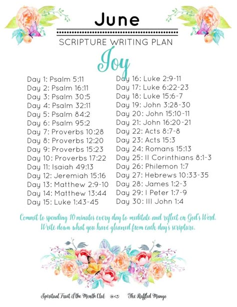 June Scripture Writing Plan: Joy - The Ruffled Mango June Prayer Calendar, June Scripture Writing Plan 2024, June Scripture Writing Plan, Bible Writing Plan, Bible Writing, June Quotes, Challenge Calendar, Scripture Challenge, Scripture Writing Plan