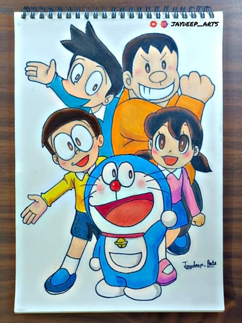 Drawing Ideas Doremon, Doremon Drawing Cute Pencil, Doremon Doodle Art, Doremon Drawings Easy, Easy Doodle Art Colourful, Simple Cartoon Characters To Draw, Dorimon Drawing Pencil, Doremon Cartoon Drawings, Cute Doraemon Drawing