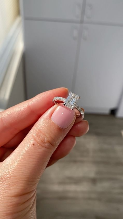 Emerald cut diamond engagement