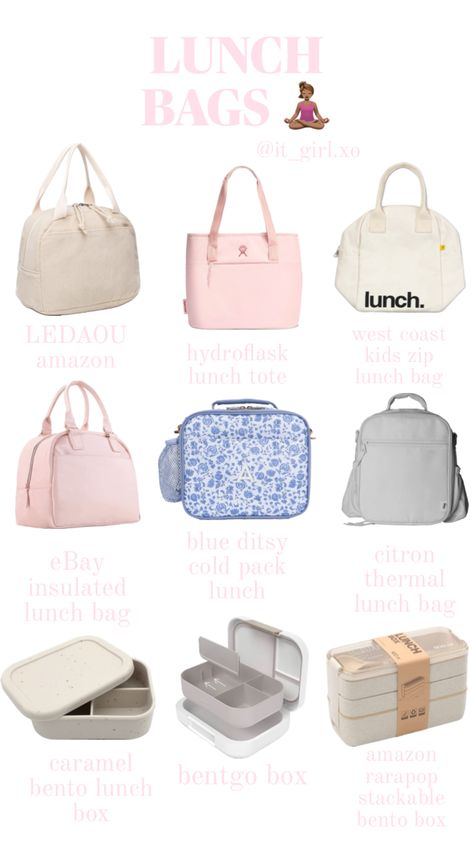 @it_girl.xo on tt 🫧🪩🪷🎀🧘🏽‍♀️ Aesthetic Lunch Bags, Lunch Bag Aesthetic, Aesthetic Lunch, Bag Aesthetic, Cold Pack, Lunch Tote, Bags Aesthetic, Bento Lunch, Lunch Bags