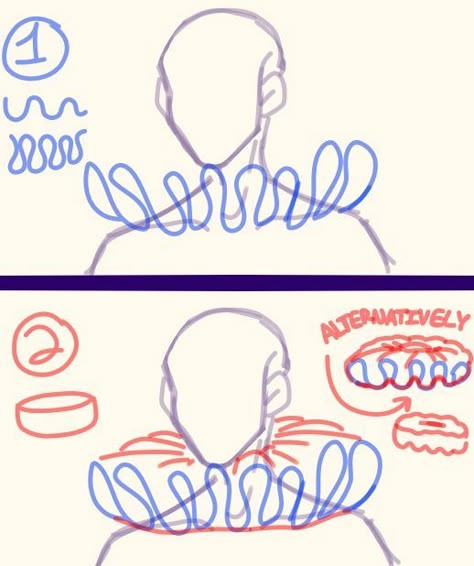 Jester Drawing Base, Drawing Base Reference 2 People, How To Draw Neck Ruffles, Clown Ideas Drawing, Jester Art Reference, Clown Collar Drawing Reference, Jester Poses Drawing, How To Draw Clown Collar, Short Woman Reference