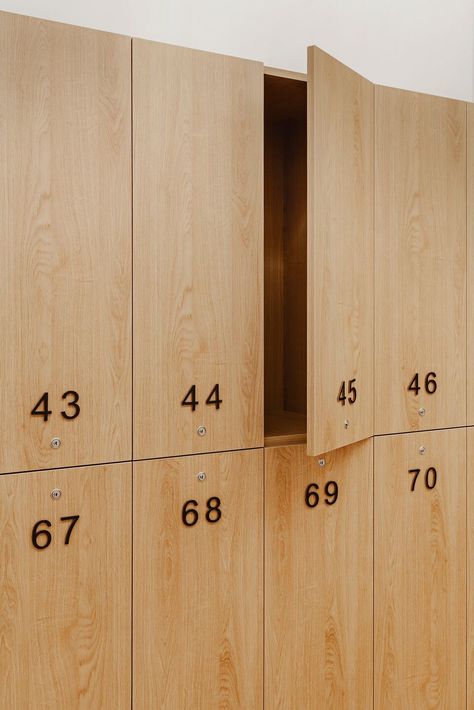 Gallery of Ondatel | mancastudio | Media - 21 Wooden Lockers, Gym Design Interior, Matera Italy, Locker Designs, Yoga Studio Design, Gym Lockers, Gym Interior, Public Bathrooms, Studio Kitchen