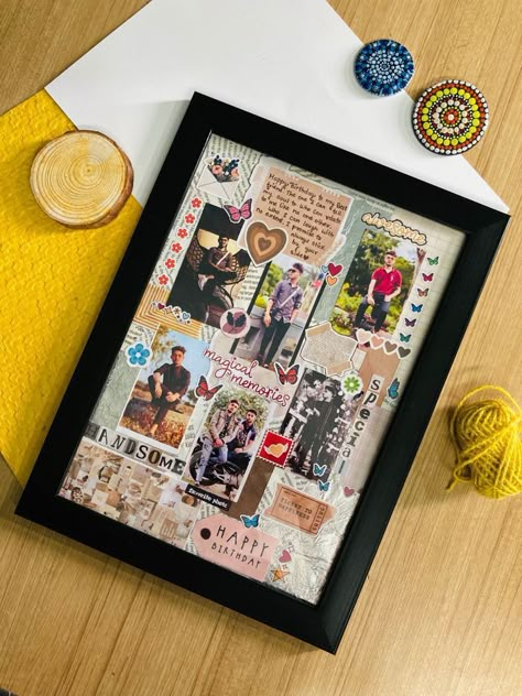 Diy Frame Collage, Bestie Frame Ideas, Photo Frame Aesthetic Diy, Friend Frames Diy Gift, Birthday Cards With Photos Diy, Gift Frame Ideas For Friends, Diy Photo Birthday Gifts, Birthday Gift Ideas Photos, Photo Cards Diy Gift Ideas