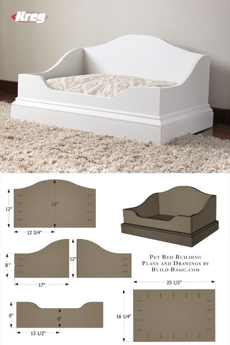 Diy Pet Bed, Cat House Diy, Dog House Diy, Diy Dog Bed, Perfect Curves, Dog Rooms, Pocket Hole, Dog Furniture, Cat Room