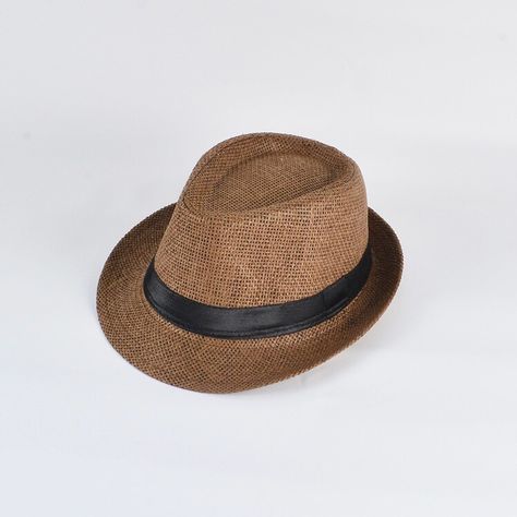 Brown Short brim Panama Fedora Hat for Men. This can also be used as a male sun beach hat for relaxation and vacation. Wild Travel, Straw Panama Hat, Jazz Hat, Fedora Hat Men, Trendy Beach, Brown Shorts, Outdoor Leisure, Hat For Man, Beach Hat