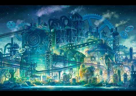 The Art of Kemineko Yuumei Art, Magic City, Fine Artwork, Fantasy Places, Environmental Art, Beautiful Fantasy Art, Fantasy Landscape, Fantasy World, Animation Art