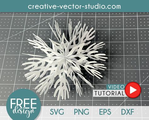 3d Snowflake Svg Free Cricut, Free Christmas Svg Files, Christmas Svg Files Free, Christmas Svg Free, 3d Paper Snowflakes, Easy Christmas Decor Ideas, Freebie Svg, 3d Snowflake, Free Christmas Svg