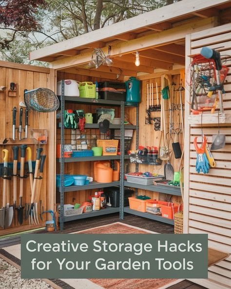 Tired of tripping over garden tools? Discover clever Garden Tool Organization hacks to keep everything in place and ready to grab! From Storage Shed Organization tips to setting up a Garden Tool Rack or Garden Tool Shed, these ideas bring order to any backyard or shed. Perfect for efficient Shed Organization! #gg #homedesigninsider #howtohanggardentools Garden Tool Shed Organization, Outdoor Garden Tool Storage Ideas, Garage Garden Tool Organization, Shed Storage Hacks, How To Organize A Shed, Outdoor Tool Storage Ideas, Small Shed Organization, Shed Tool Organization, Garden Shed Organization Ideas