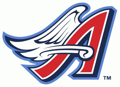 Anaheim Angels Alternate Logo (1997) - ed A with navy blue shadow and wing on muticolored outlines Anaheim Angels Baseball, Los Angeles Angels Baseball, Angel Vector, Baseball Wallpaper, Sports Logo Inspiration, Anaheim Angels, Angels Baseball, Mlb Logos, Sports Team Logos