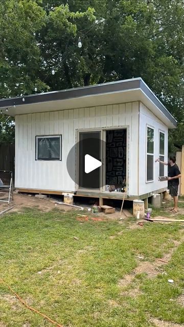 Tiny House Attractive🏠 | This backyard studio is what dreams are made of😍✨✨  Watch @arnelle transform this backyard shed into a studio that can function as a home... | Instagram Guest Quarters Ideas, Sheds Turned Into Bedrooms, Tiny House Apartment, Living In A Shed Tiny House, Small House In Backyard, Shed Adu Conversion, She’d Converted To House, Tiny House Closets, Large Sheds Turned Into Homes