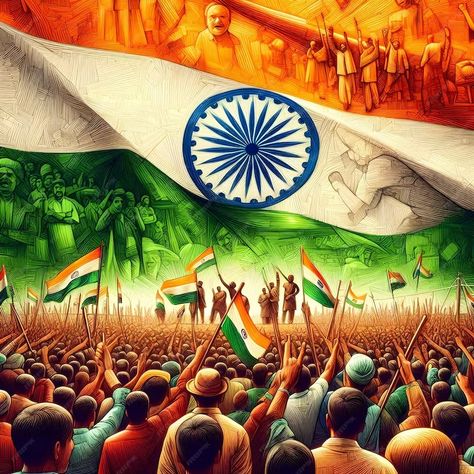 Premium Photo | A large crowd of people are gathered together in front of a flag that says india Republic Day Aesthetic Wallpaper, India Flag Aesthetic, Crowd Of People Aesthetic, Indian Flag Painting, Tiranga Flag, Independence Photos, Dharma Chakra, Creative India, India Pic