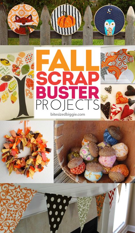 9 gorgeous scrap buster projects - LOVE these - ready to decorate for fall without breaking the bank! I have a HUGE scrap pile I need to use up! Fall Sewing Crafts, Halloween Sewing Projects, Fall Sewing Projects, Cozy Up Your Home, Decorate For Fall, Halloween Sewing, Diy Fabric Crafts, Fall Sewing, Scrap Fabric Crafts