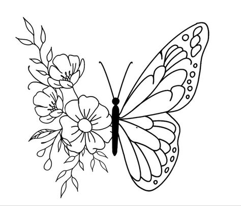 Embroidery Patterns Free Templates, Flower Pattern Drawing, Hand Embroidery Patterns Free, Diy Embroidery Designs, Embroidery Template, Diy Embroidery Patterns, Pola Sulam, Hand Work Embroidery, Butterfly Drawing