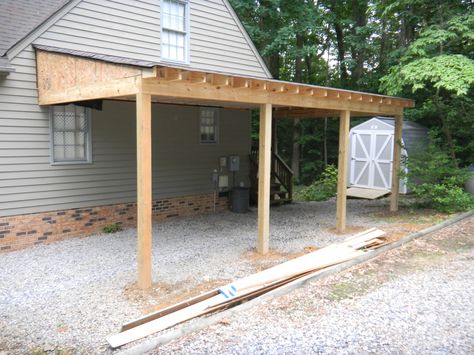 carport additions  | Progress photo of carport in Chesterfield Va Lean To Carport, Carport Addition, Carport Makeover, Portable Carport, Diy Carport, Curved Pergola, Carport Kits, Lean To Roof, Carport Plans