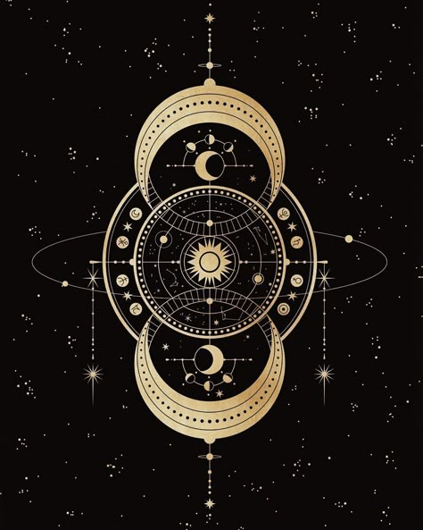 Cocorrina & Co on Instagram: “No. 23 The Astrolabe (Compass) from the Luna Aurea Oracle Deck. .  Navigation, guidance, travel, adventure. Seeking your purpose but also…” Moon Design Art, Yoga Studio Design, Astrology Art, Sun Moon And Stars, Oracle Deck, Celestial Art, Mystical Art, Oracle Decks, 판타지 아트