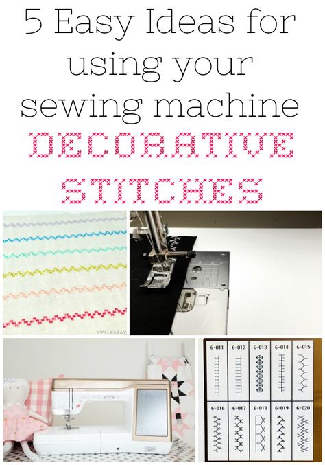 Fun Ways to Use Decorative Stitching - Simple Simon and Company Using Decorative Sewing Machine Stitches, Sewing Machine Decorative Stitches, Sewing Machine Decorative Stitches Ideas, Decorative Sewing Machine Stitches, Decorative Stitches Machine, Machine Stitches, Sewing Machines Best, Sewing Machine Stitches, Ribbon Embroidery Kit