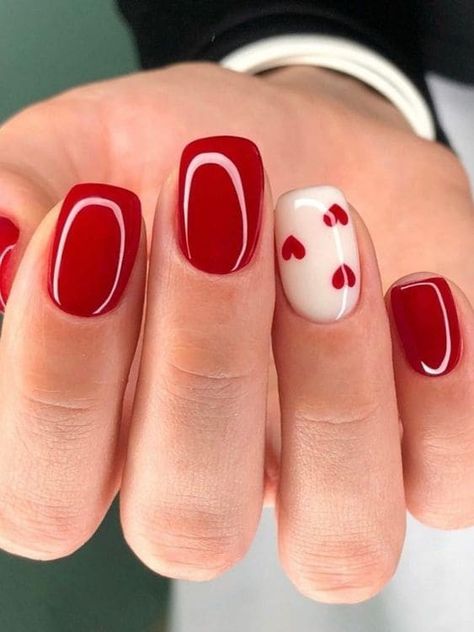 Short Red Nails, Nails Styles, Red Gel Nails, Valentine Nail Art, February Nails, Nail Designs Valentines, Cute Gel Nails, Short Nail Designs, Dipped Nails