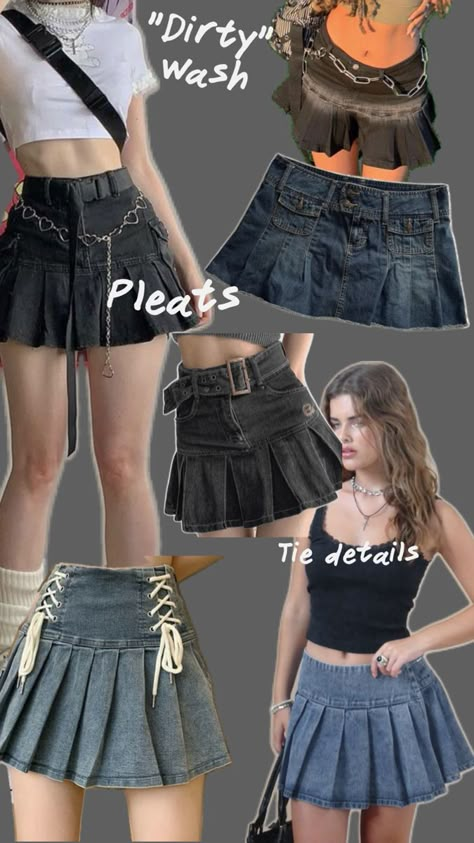 Clothes Diy, Diy Denim Skirt, Pleated Denim Skirt, Diy Clothes Patterns, Fairy Fashion, Denim Diy, Upcycled Fashion, Streetwear Fashion Women, Cute Skirts