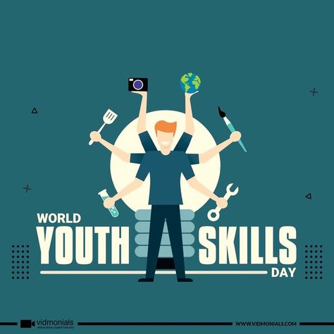 Youth is the backbone of our society. Investing in them is equivalent to investing in building the economy. Happy World Youth Skills Day 2021! #Vidmonials #WorldYouthSkillsDay World Youth Skills Day, Youth Skills Day, Posters Making, World Youth Day, Media Branding Design, India Poster, Watercolor Eyes, Social Media Branding Design, Youth Day