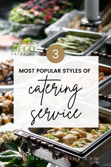 Looking into catering your event but didn't realize there's different styles of service? Check out our blog that breaks it all down for you so you can book your catering with confidence! Party Food Catering, Starting A Catering Business, Brunch Catering, Bake Sale Packaging, Catering Design, Classic Appetizers, Party Catering, Baking Business, Catering Business