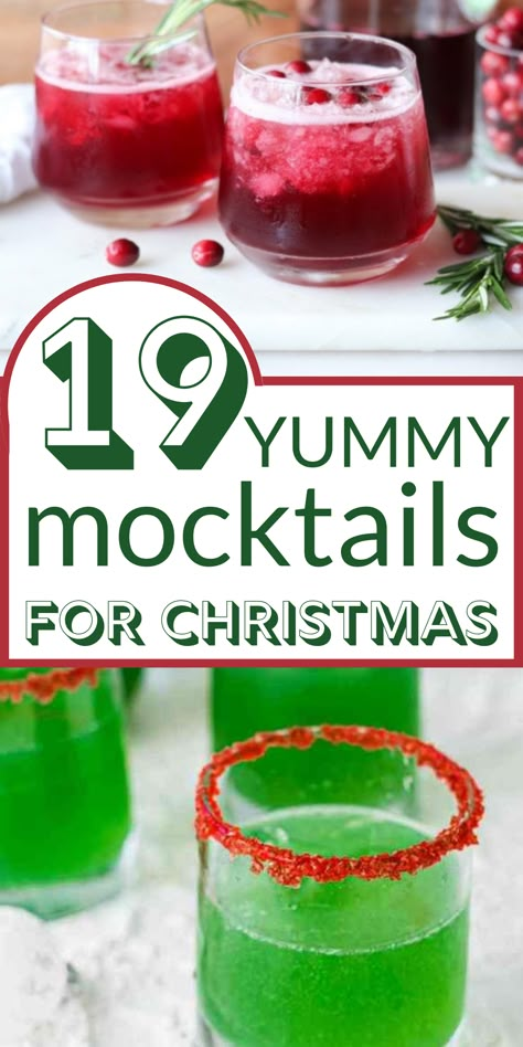 Everyone can enjoy these festive and delicious mocktails this Christmas season! We have a round up of 19 colorful and fun mocktails that are perfect for kids, pregnant women, and those who don't drink. Check out these fun mocktails for your next family dinner, brunch, or for a fun Christmas day tradition for the family. Get everyone involved in the fun with these non-alcoholic Christmas drinks. Kids Mocktails, Recipes For Pregnant Women, Fun Christmas Drinks, Christmas Mocktail Recipes, Christmas Mocktail, Christmas Drinks Nonalcoholic, Holiday Mocktail, Christmas Mocktails, Christmas Drinks Recipes