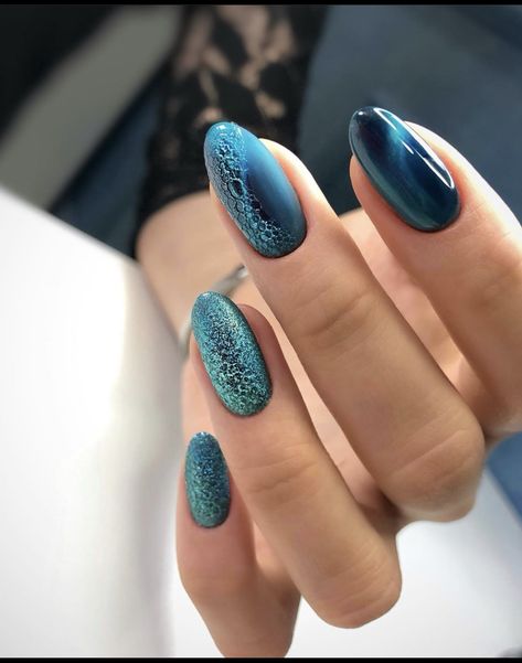 Bubble Nails, Teal Nails, Nagellack Trends, Blue Nail Art, Her Nails, Gradient Nails, Black Nail, Healthy Nails, Short Acrylic Nails