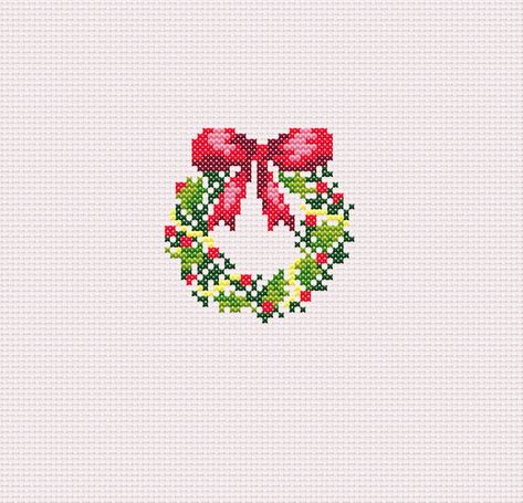 CoastSideCrossStitch - Etsy Christmas Wreath Cross Stitch, Small Christmas Wreath, Christmas Cross Stitch Patterns Free, Wreath Cross Stitch, Holiday Cross Stitch Patterns, Wreath Cross, Cross Stitch Stocking, Cross Stitch Christmas Stockings, Unique Cross Stitch