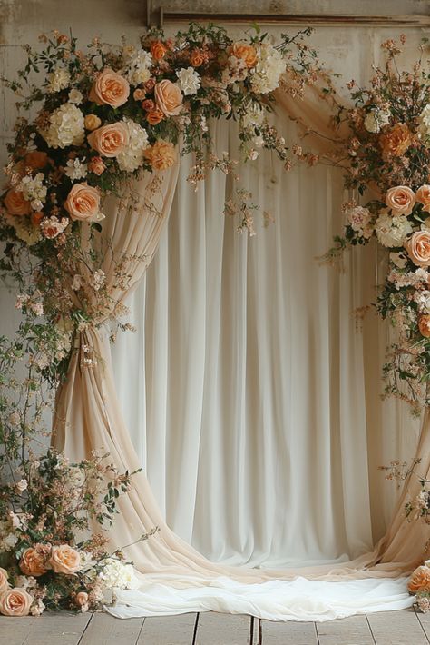 35+ Wedding Flower Arches That Wow Wooden Ceremony Backdrop, Wedding Arch Ideas With Lights, Floral Arch Wedding Inspiration, Diy Wedding Ceremony Decorations, Cross Altar Wedding Ceremony Arch, Wedding Alter Flowers Pillars, Spring Wedding Flower Arch, Wedding Altar Ideas Indoor Ceremony Arch, Wedding Flower Arch Ideas