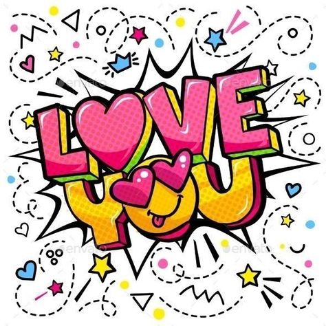 Pop Art Drawings Ideas, Pop Art Ideas, Love Pop Art, Hot Love Quotes, I Love You Drawings, Word Bubble, Pop Art Images, I Love You Images, I Love You Gif