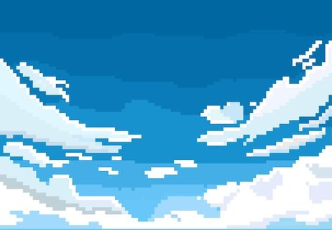 Pixel Sky, Cloud Tutorial, Tipografi 3d, Sky Games, Pixel Art Background, Pixel Art Tutorial, Pixel Art Characters, Pixel Design, Pixel Art Games