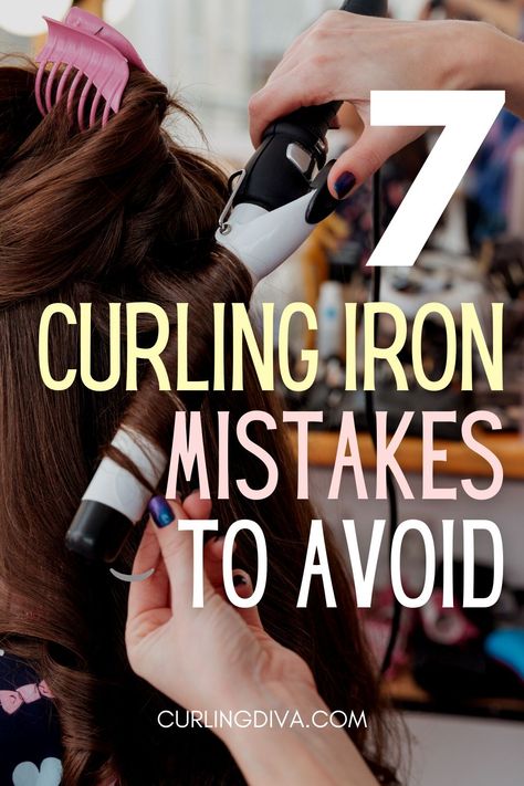 While curling your hair might seem fairly basic, there are a lot of mistakes that you might be making that can damage your hair. Find out what these 7 most common mistakes are and how to avoid them! #curls #curlingiron #hairtips Curled Layered Hair, Big Curling Iron, Curling Iron Tutorial, Curling Iron Tips, Curling Fine Hair, Curling Thick Hair, Curls For Medium Length Hair, Curling Techniques, Curling Your Hair