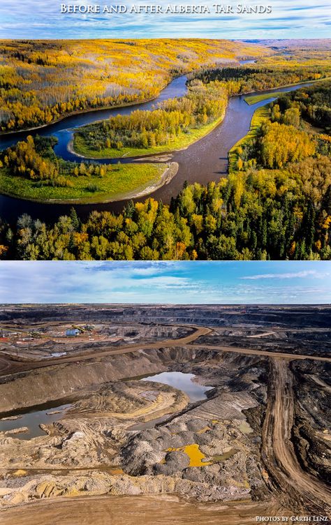 Tar Sands Art: Dramatic before and after images of Tar Sands in Alberta, Canada. Photos by Garth Lenz. Earth Drawing, Tar Sands, Save Planet Earth, Save Our Earth, Canada Photos, Looking For A Job, Sand Art, Environmental Issues, Childhood Education